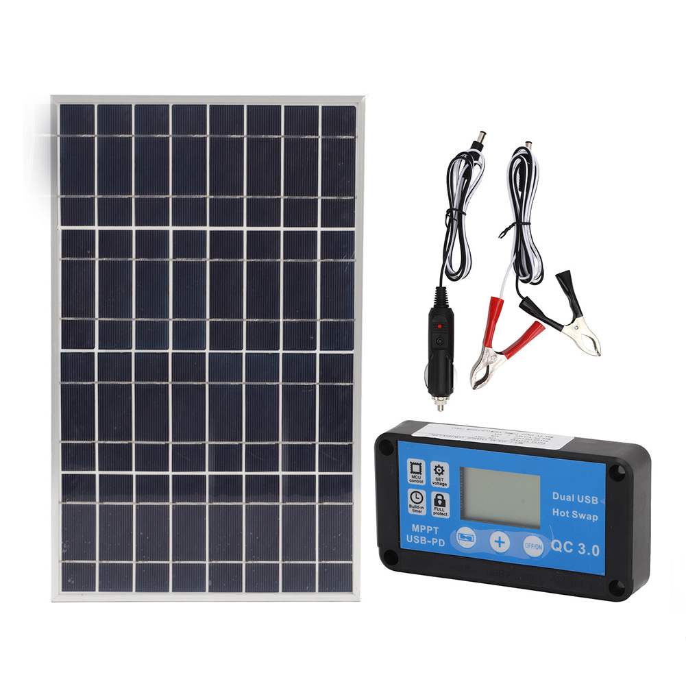 Solar Panel Monocrystalline - 60A zonne-regelaar compatibel met 12V 24V-systemen,